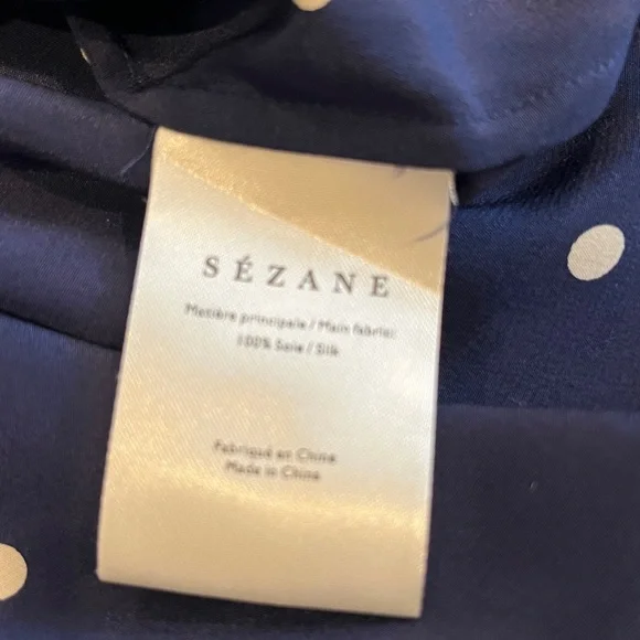Polka Dot Navy Women's Silk Blouse by Sézane - Picture 6 of 6